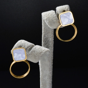 designer bulk wholesale clip stud <b>set</b> <b>square</b> shell 18k gold hoop stainless dangle fine women fashion plated jewelry earrings - Product Image 1