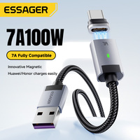 Aksesoris Ponsel ESSAGER ES-X95 7A 100W Kabel Data Magnetik Pengisian Cepat Usb ke Type C Kompatibel Dengan Ponsel Android