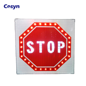 ป้ายหยุดรถ 24 นิ้ว ใช้พลังงานแสงอาทิตย์ กระพริบอัตโนมัติ ป้ายไฟ LED สำหรับรถโรงเรียน ป้ายสัญญาณจราจร - Product Image 1