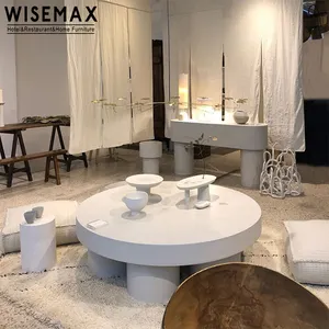 Meja Kopi Minimalis, WISEMAX FURNITURE Gaya Wabi-sabi Gajah Bulat Meja Kopi Kayu Minimalis Ruang Tamu Sofa Meja Kopi Bulat