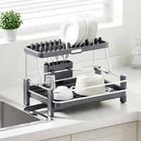 WIREKING Égouttoir à vaisselle en aluminium à 2 niveaux grande capacité, 100 % antirouille, 18,6 pouces, pour 13 assiettes, avec emballage personnalisé