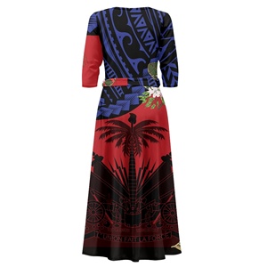 Vestidos de diseño haitiano de lujo para mujer, vestido de fiesta con cuello en V y mangas 3/4 con bolsillos, Vestidos de mujer <span class=keywords><strong>Vintage</strong></span> con Curvas elegantes a la moda - Product Image 4