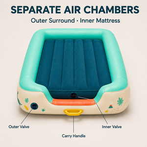 <span class=keywords><strong>Matelas</strong></span> pneumatique de voyage pour enfants, idéal pour les séjours à l'hôtel et les nuits chez un ami, avec conception en deux parties, contour en PVC surélevé et personnalisation de la marque - Product Image 5