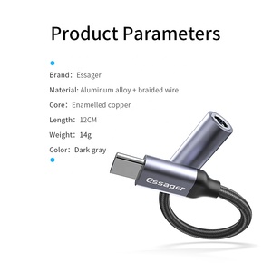<span class=keywords><strong>Adaptador</strong></span> de Audio Essager 2022 E01 de Alta Calidad, de 12 cm, Tipo C <span class=keywords><strong>a</strong></span> Conector Jack de <span class=keywords><strong>3.5</strong></span> mm, <span class=keywords><strong>Hembra</strong></span> - Product Image 2
