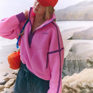 Custom High Fleece <strong>Boxy</strong> Relaxed Fit Half Zipper Durable Woven Warm Fuzzy Outerwear Resistant to Tearing Ripping <strong>Cropped</strong> <strong>Jackets</strong> - Product Image 1