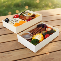 Boîte à bento en bois personnalisée, boîte à lunch jetable, boîte pliante en bois