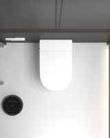 WC intelligent mural avec siège chauffant, panneau LED, chasse automatique, en céramique allongée, gain de place, pour salles de bain, hôtels, villas, siphon en P inclus