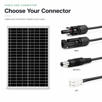 Kit de panneaux solaires rigides mono 10W 20W 30W OEM d'usine avec connecteur personnalisé, support et contrôleur de charge pour caméra CCTV