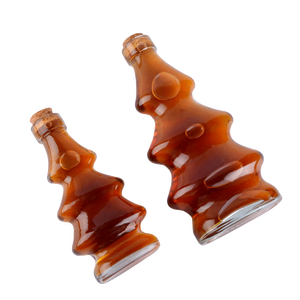 Botella de vidrio vacía de forma única de 100ml y 300ml, botella de bebida transparente con tapa de madera - Product Image 5