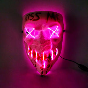 BAIGE LED Purge <span class=keywords><strong>Horreur</strong></span> Masque Halloween Adulte En Plastique Néon Embrassez-moi Fête Lumineux Visage <span class=keywords><strong>Thriller</strong></span> Trick Projet Prop - Product Image 1