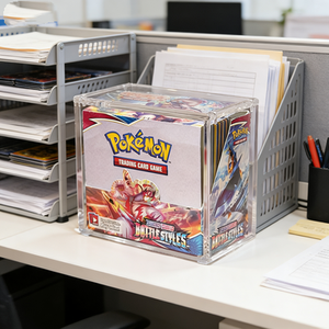 China Factory Direct Sale Custom Design clear Acrylic TCG Booster Box case with Magnetic Lid - Product Image 4
