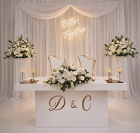 Table de mariage rectangulaire blanche en PVC acrylique, table de banquets, table des mariés, table de réception d'hôtel, table d'affichage pour l'inscription des invités