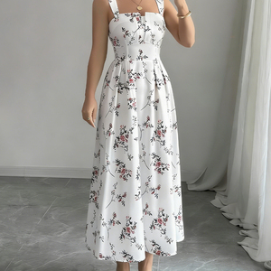 Vestido Midi Floral Personalizado de Alta Calidad, Estilo Y2K, Sexy, Veraniego, para <span class=keywords><strong>Mujer</strong></span>, con Encaje, Estampado Azul, Largo, para Vacaciones - Product Image 3