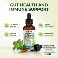 Huile d'origan liquide en gouttes 60ml, carvacrol puissant, soutient la santé intestinale et la fonction immunitaire, OEM ODM, étiquette privée