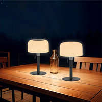 Lámpara de Mesa Solar LED Moderna con Control de Intensidad, Luz Blanca Cálida, Construcción de Metal y ABS, Lámpara Nocturna