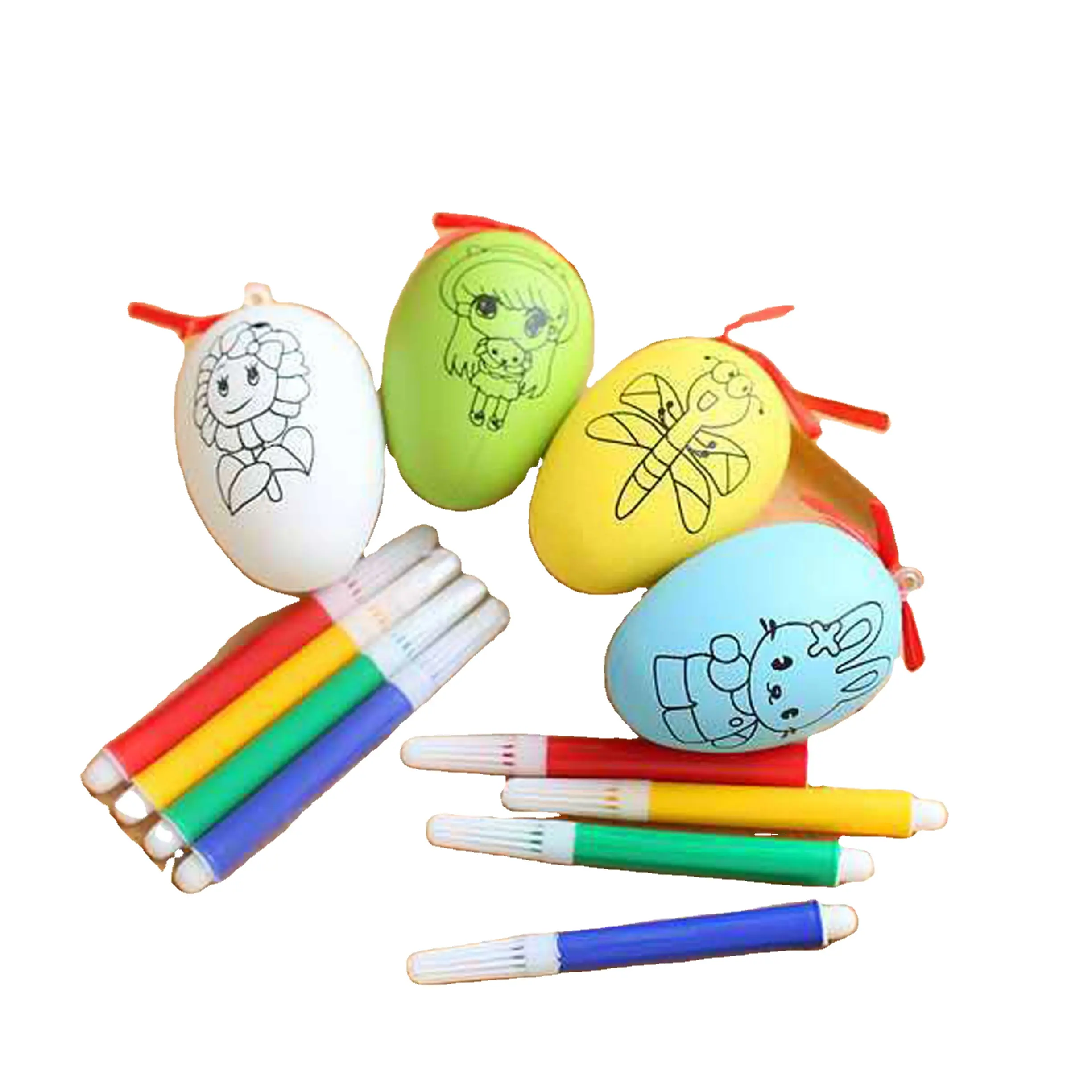Kunststoff-Ostereier mit 4 Farb stiften für DIY Doodling und Dekorieren Paint able Hanging DIY Toy für Kinder Geschenk