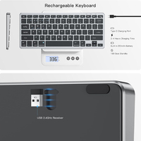 Nuevo Mini Teclado Portátil 3BT 1USB 2.4GHz Conexión Multidispositivo Tipo Tijera Teclas Recargables Retroiluminación RGB Panel Táctil