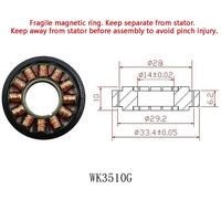 Moteur BLDC sans cadre à couple élevé WK3510G 7.4-24V 0.078Nm 2500RPM à arbre creux pour drone, cardan, dispositif médical, système de bras et équipement