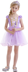 Costume di Halloween per bambini festa di compleanno per bambini fantasioso vestito Sofia per ragazze vestito da principessa Rapunzel con 6 pezzi accessori - Product Image 3
