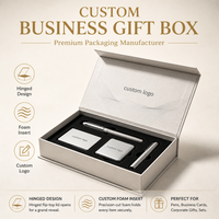Boîte cadeau écologique Gotop en blanc cassé avec couvercle à charnière et insert en mousse personnalisé pour ensemble de stylos, porte-cartes et batterie externe