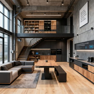 <span class=keywords><strong>การ</strong></span>ออกแบบอพาร์ตเมนต์สไตล์ลอฟท์สมัยใหม่ ที่ใช้ประโยชน์จากเพดานสูงและโครงสร้างแบบเปิดโล่ง - Product Image 4