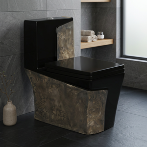 WC monobloc en céramique bleue Vistaar avec siphon en P, chasse d'eau par le sol, toilettes à poser au sol, vente en gros - Product Image 3