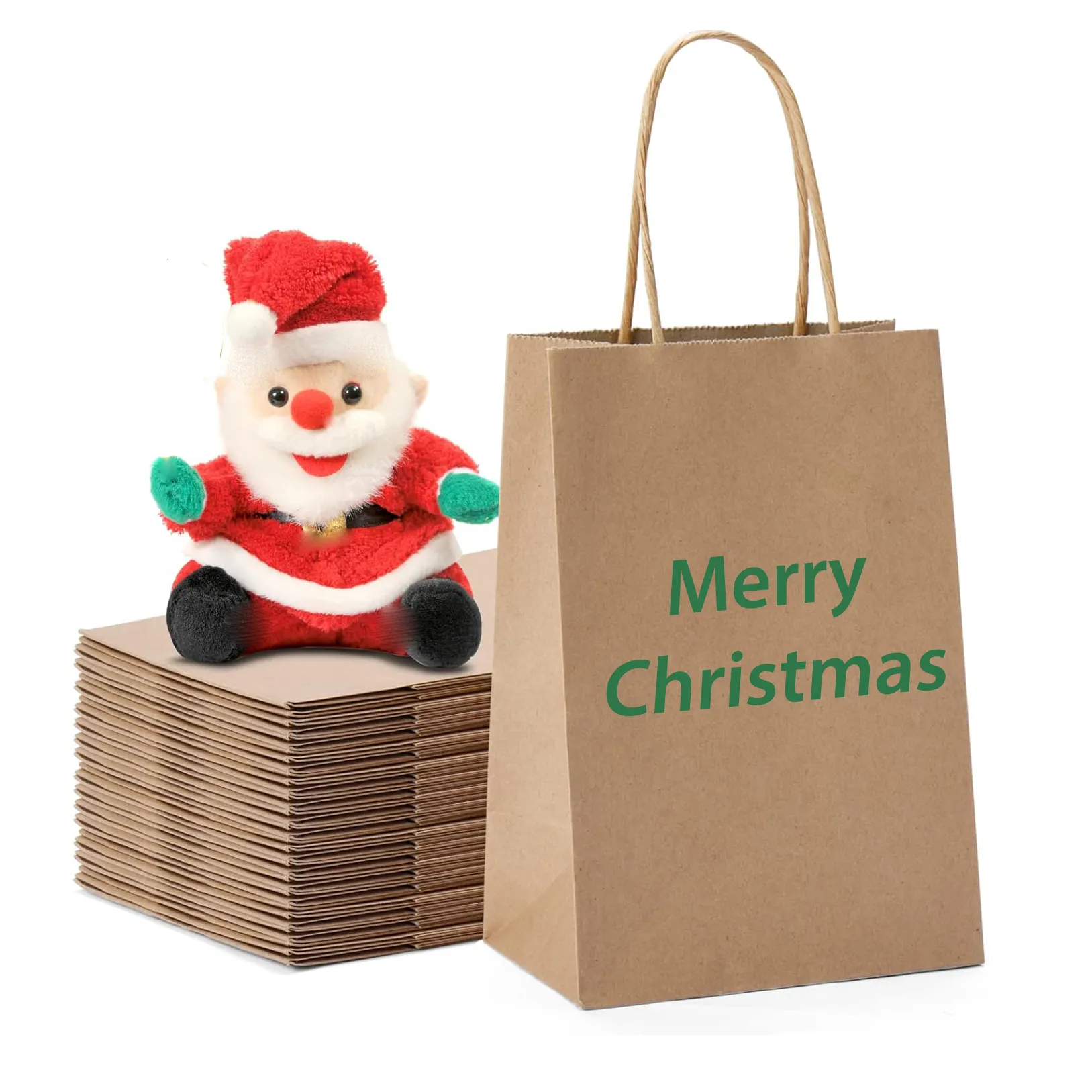 Astuccio per piccoli affari riciclabile tote per feste in carta kraft natalizia