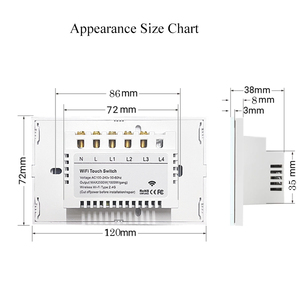 Vấn đề thông minh cảm ứng tường chuyển đổi ánh sáng agglass Bảng điều chỉnh Wi-Fi tường chuyển đổi không có trung tính yêu cầu Tường chuyển đổi thông minh Wifi saarcm chứng nhận - Product Image 3