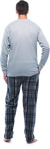 Conjunto de <span class=keywords><strong>Pijama</strong></span> para <span class=keywords><strong>Hombre</strong></span> 100% Poliéster con Camiseta Térmica Henley de Manga Larga y Pantalones de Forro <span class=keywords><strong>Polar</strong></span> - Product Image 3