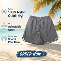 Shorts de sport unisexe 3XL à séchage rapide, avec logo brodé personnalisé, en nylon tissé, taille mi-haute, fermeture à cordon, couleur unie, pour un port facile et rapide.