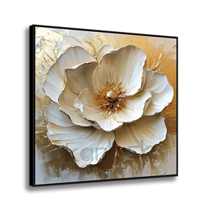 Vàng sang trọng nở hoa: hoa trắng với điểm nhấn vàng trên nền trừu tượng cho trang trí nhà - Product Image 2