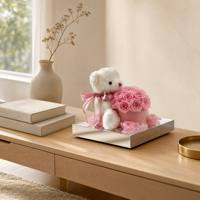 Bunga Mawar Abadi 3-5 Tahun, Boneka Beruang, Dekorasi Rumah, Hadiah untuk Hari Valentine, Hari Ibu, Tahun Baru