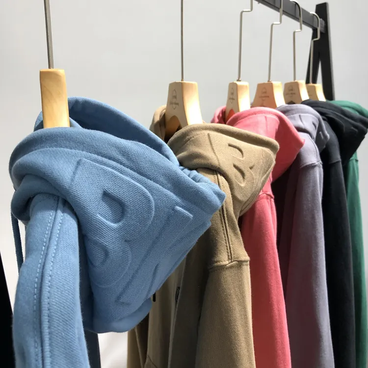 Hersteller 2022 Großhandel Schwergewicht Unisex schlichte Streetwear 3D-Prägung Sweatshirt benutzer definierte Herren hochwertige geprägte Hoodie