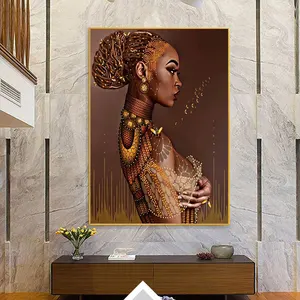 Jolie femme africaine Art mural toile affiches et imprimés Art filles peintures sur toile colorées sur le mur photos chambre décoration de la maison