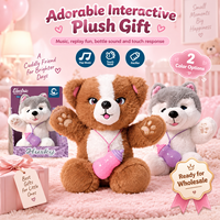 Adorable peluche chien électronique qui répète la voix, cligne des yeux et diffuse de la musique pour apaiser les enfants