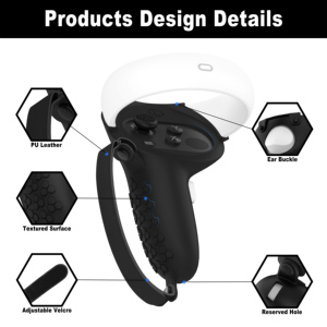 Accesorios de juego de realidad Virtual de silicona de diseño ergonómico compatibles con 2 empuñaduras de controlador Thumbstick Fundas protectoras - Product Image 4