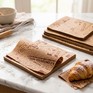 Papier sulfurisé imprimé alimentaire personnalisé pour <span class=keywords><strong>panier</strong></span> <span class=keywords><strong>de</strong></span> cuisson vapeur, gâteau basque, papier silicone antiadhésif - Product Image 4