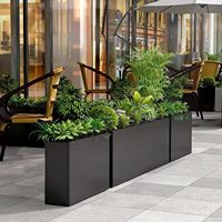 Jardinière rectangulaire contemporaine en acier pour extérieur, grande taille, avec trou de drainage, revêtement poudré, pour la maison