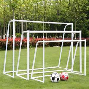 But de football portable de taille réglementaire avec cadre en HDPE et en acier, filet blanc inclus - Product Image 2