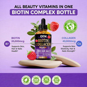 OEM/ODM Biotin & kolagen cairan tetes pertumbuhan rambut suplemen Vitamin untuk kuku kuat & sehat kulit Biotin kolagen tetes - Product Image 3
