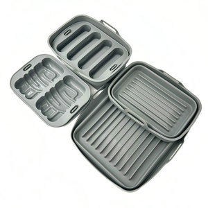 Accessoires pour friteuse à air : Doublures rectangulaires pliables en silicone de 10L pour paniers doubles, Moule en silicone pour friteuse à air, <span class=keywords><strong>Pot</strong></span> en silicone - Product Image 3