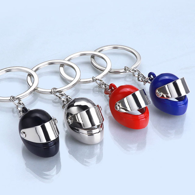 Creative Mini 3D Zinc Alloy Helmet Keychain Motorcycle Simulation Safety Hat Electric Vehicle Helmet Activity Promotional Gift