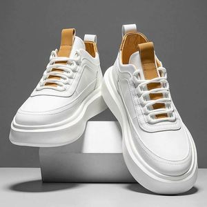 Baskets plateforme blanches à bout rond et lacets, couleur unie, tige en PU, semelle extérieure en caoutchouc, semelle intermédiaire en EVA, toutes saisons, chaussures pour hommes - Product Image 2