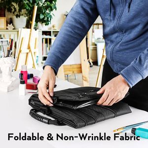 Échantillon gratuit de sac de portefeuille d'art, étui de portefeuille en toile d'art noir de 20x26 pouces avec bandoulière détachable, coins en cuir - Product Image 4