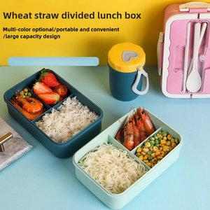 Boîte à lunch en paille de blé sans BPA, compatible micro-ondes, avec <span class=keywords><strong>sac</strong></span>, pour adultes et enfants - Product Image 4