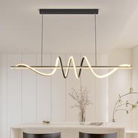 Lustre de salle à manger simple et moderne, lumière LED créative en forme de bande, lumière de bureau, minimaliste, intérieur, hauteur réglable, télécommande
