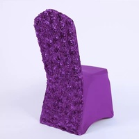 Housses de chaise de mariage en gros, type rosette, pour banquets et événements, en polyester et spandex, avec motif floral sur le dossier et les pieds, pour mariages et autres événements