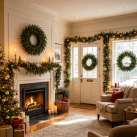 Guirlande de Noël en cyprès artificiel, verdure artificielle, haute qualité, écologique, durable, imperméable, moderne, faite à la main, 30 pouces