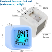 Jam Alarm Elektronik Persegi Modern Bertenaga Baterai Plastik DIY Kosong untuk Sublimasi LED 7 Warna Digital Cetak Empat Sisi