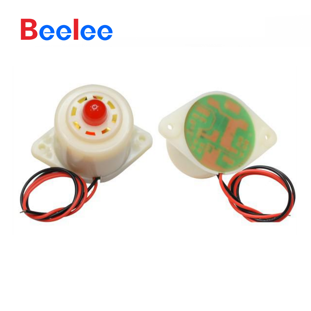 Beelee 52*41mm Buzzer With Wire And Red Led Light Piezo Active Buzzer